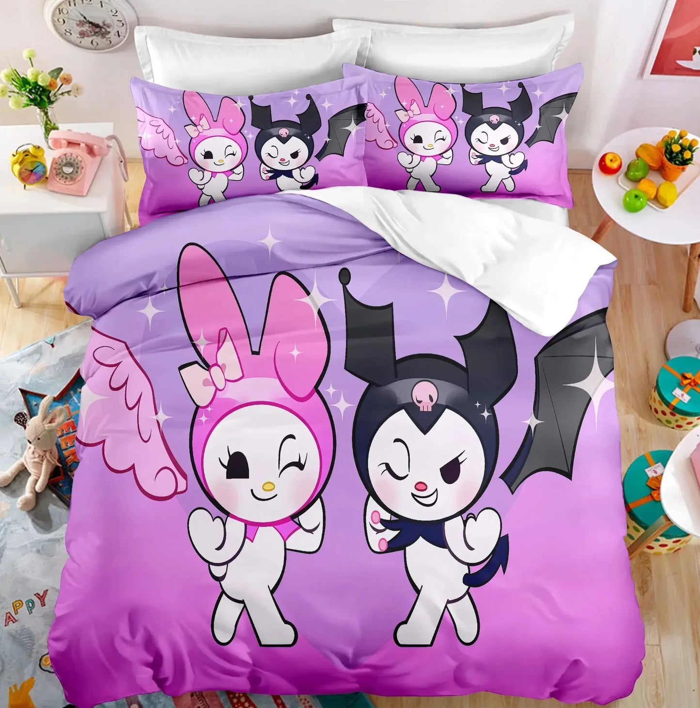 Cute Kuromi Comforter Bedding Sets Quilt Bed Cover Duvet Cover Pillow Case 2-3 Pieces Sets Kids Bedroom Decor - Confia - reusablefoodstoragebags confia