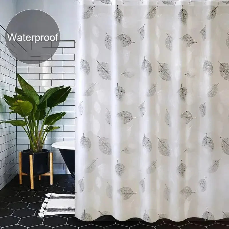 Bathroom Shower Curtains PEVA Waterproof Thickening Bath Curtain With Hooks Rustproof Metal also antibacterial and mildew proof - Confia - reusablefoodstoragebags confia