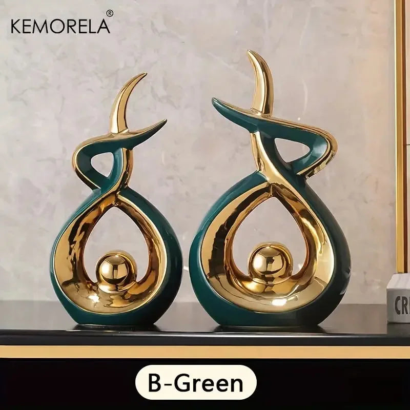 Ceramics Statue Exquisite Home Decor Modern Abstract Art Statue Ornaments Sculpture Decoration for Living Room Table Centerpiece - Confia