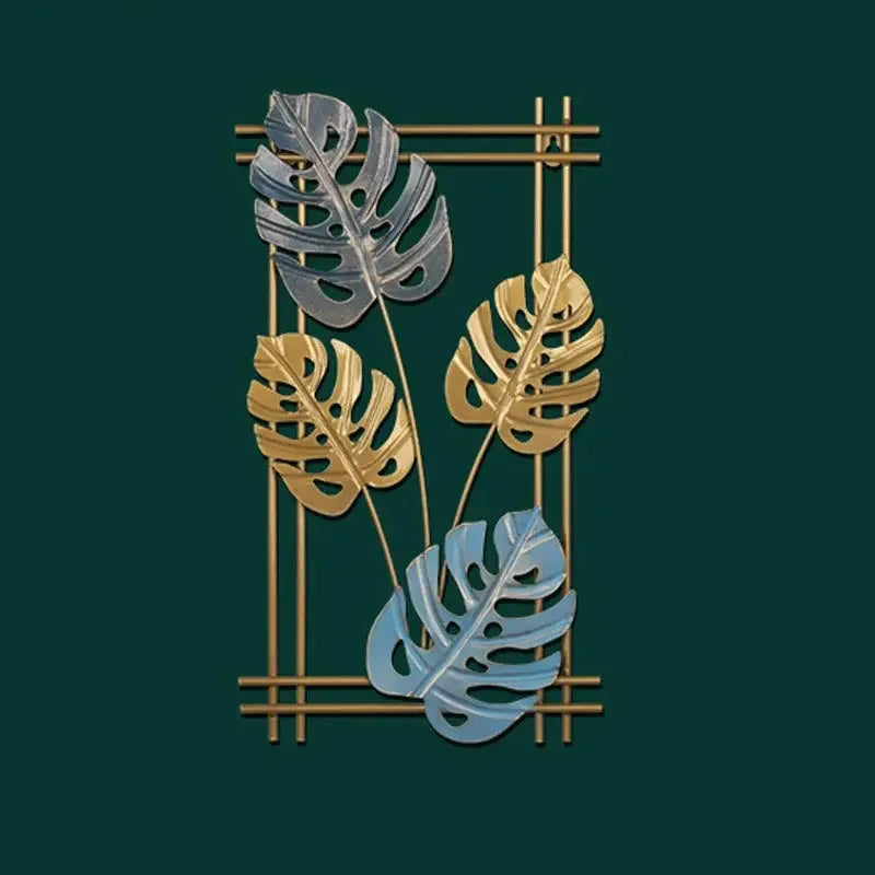 Nordic Metal Wrought Iron Leaf Wall Hanging Ornament Plant Ginkgo Palm Maple Leaves Wall Pendant Living Room Bedroom Home Decor - Confia
