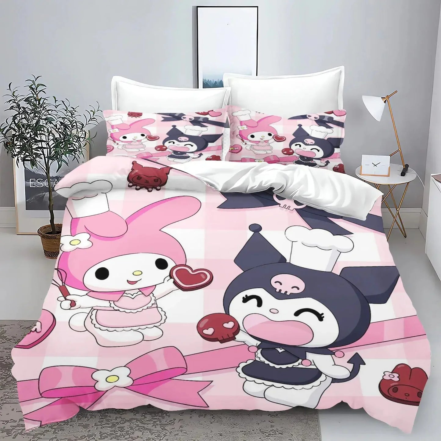 Cute Kuromi Comforter Bedding Sets Quilt Bed Cover Duvet Cover Pillow Case 2-3 Pieces Sets Kids Bedroom Decor - Confia - reusablefoodstoragebags confia