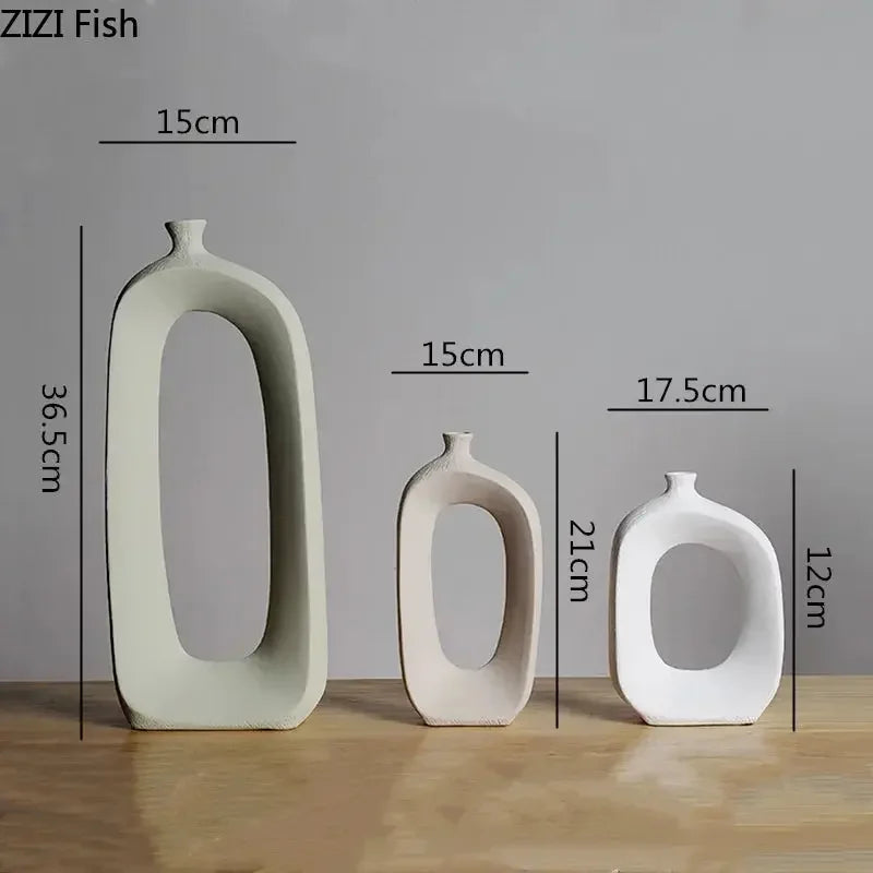 Ceramic Small Mouth Vase Flower Arrangement Dried Flower Vase Decorative Vases Ornament Decoration Crafts Home Accessories Vases - Confia