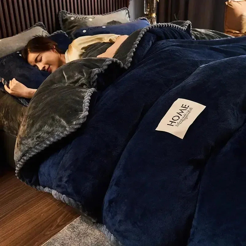 Winter Velvet Duvet Cover Without Pillowcases 1PC Thicken Warm Plush King Quilt Cover Suit Double Queen Bed Comforter Cover - Confia - reusablefoodstoragebags confia