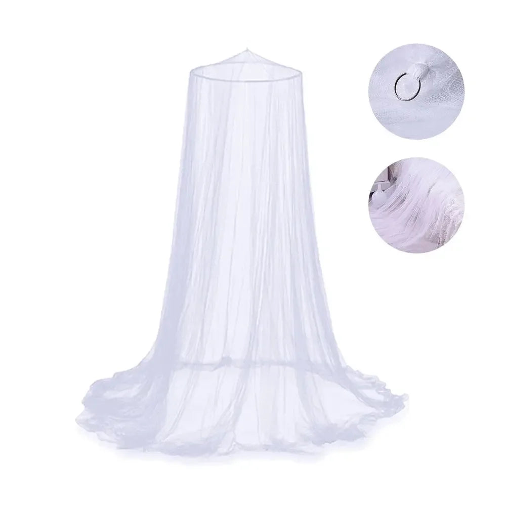 Polyester Round Mosquito Net Canopy Circular Curtain White Insect Fly Protection for Bed Insect Repellent Protection for Home Bedroom - Confia - reusablefoodstoragebags confia