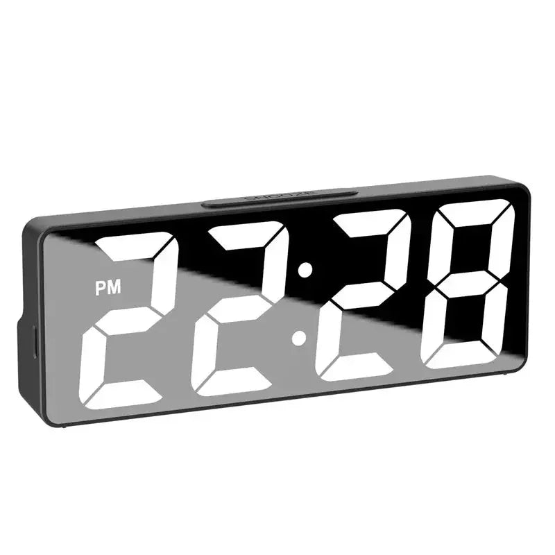 Latest Digital Clock LED Alarm Clock Bedroom Electronic Desktop Clock With Temperature Display Adjustable Brightness 12/24 Hours - Confia