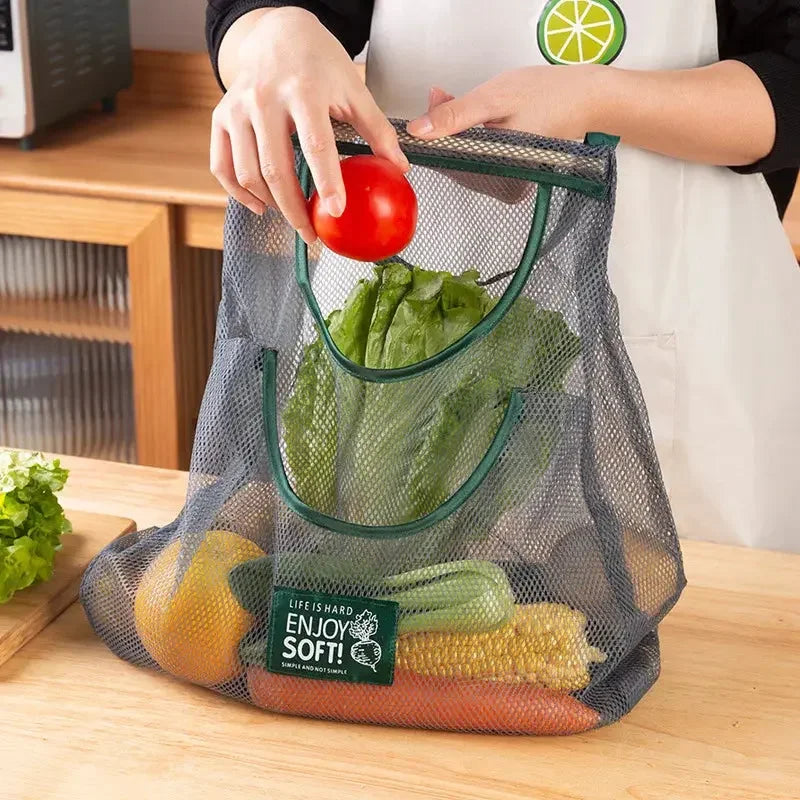 Reusable Storage Bags Kitchen Hanging Mesh Bag Home Fruit And Vegetable Storage Net Bag For Ginger Garlic Potatoes Onions Confia