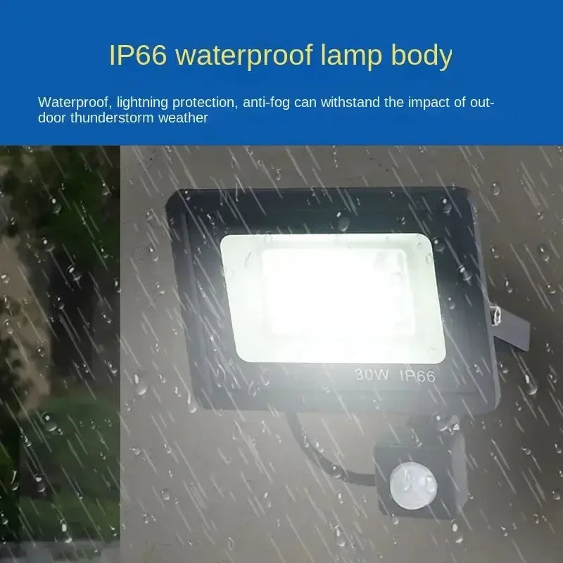LED Floodlights 100W 50W 30W 20W 10W PIR Motion Sensor IP66 Waterproof LED 220V Hanging Exterior Outdoor Wall Lamp Spotlight - Confia