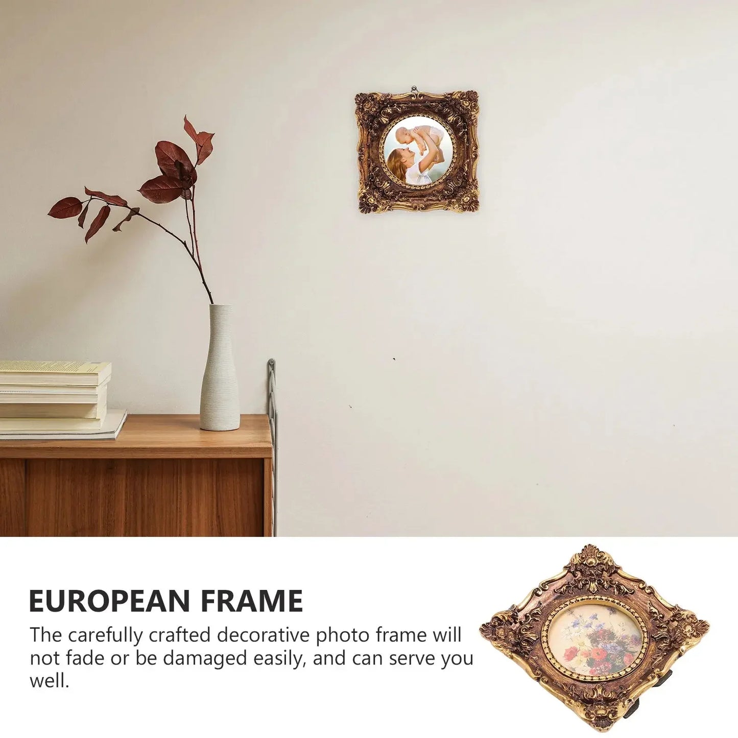 Desktop Photo Holder Wall Picture Frames Retro Style Picture Frames Vintage Style Oil Painting Frame Wall Hanging Photo Holder - Confia