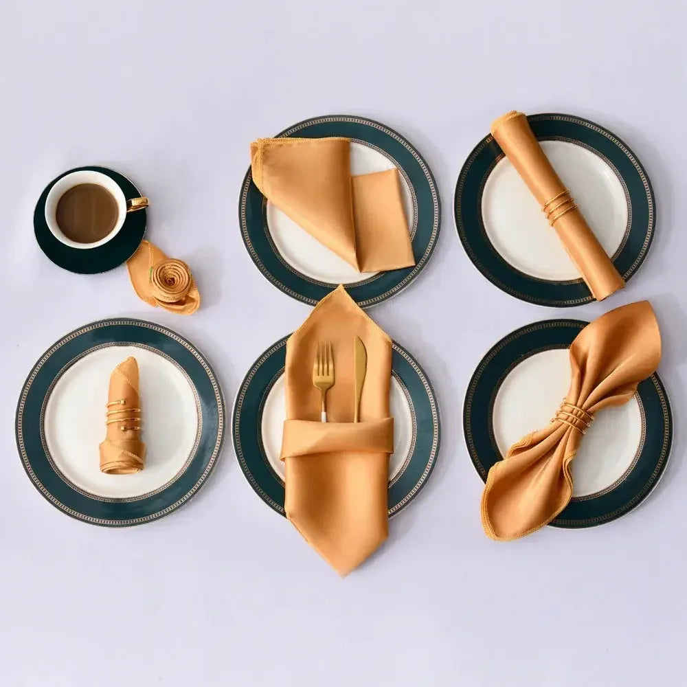 12Pcs 30*30cm Square Satin Table Napkin | Hotel Serving Table Napkins | Washable Handkerchief | Wedding Birthday Banquet Decoration - Confia - reusablefoodstoragebags confia