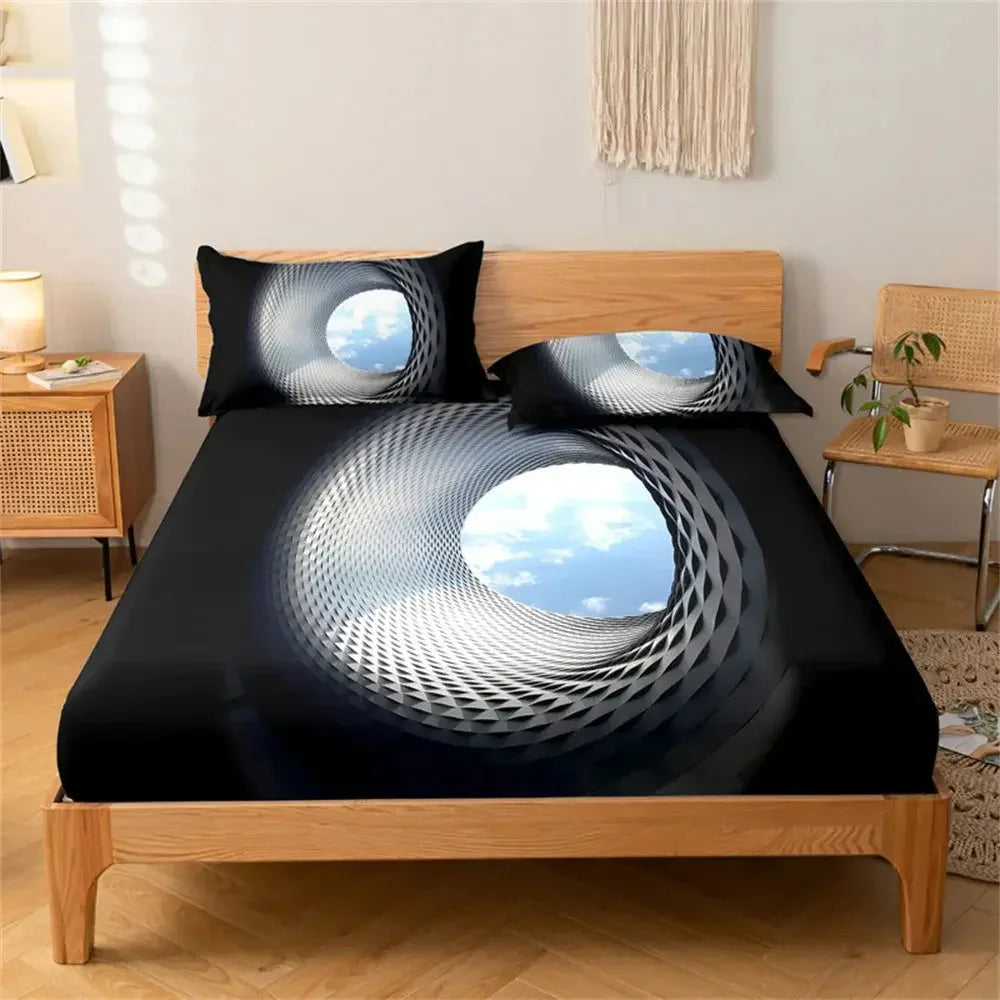 3pcs Set of Bed Sheets with Sky Eye Pattern - Soft and Comfortable Bedding Set for Bedroom, Guest Room and Dormitory Decoration - Confia - reusablefoodstoragebags confia