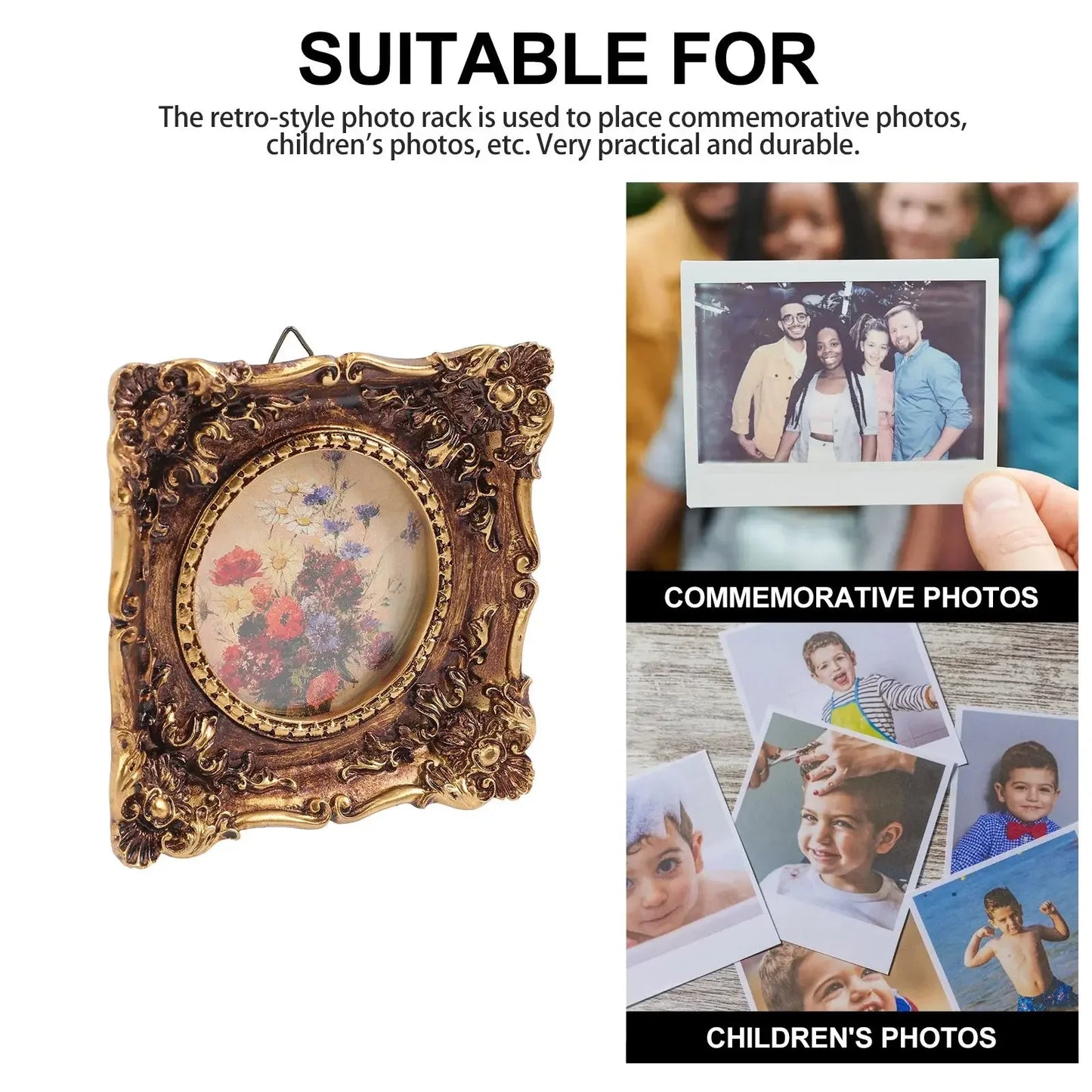 Desktop Photo Holder Wall Picture Frames Retro Style Picture Frames Vintage Style Oil Painting Frame Wall Hanging Photo Holder - Confia
