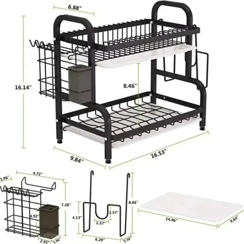 Simple Trending Dish Rack for Kitchen Counter, large Capacity Dish Rack with Utensil Holder, Cutting Board Holder, Drain Board Tray for Kitchen Counter Storage - Confia - reusablefoodstoragebags confia