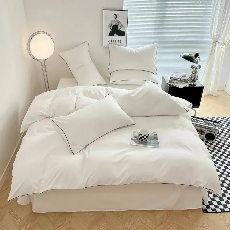 Plain Solid Black Double bedsheet Made with Pure Microfiber Single Color Bedsheet for Double Bed with 2 Pillow Cover Single/Queen/King Bed Cover Full Set Plain Bedding - Confia - reusablefoodstoragebags confia