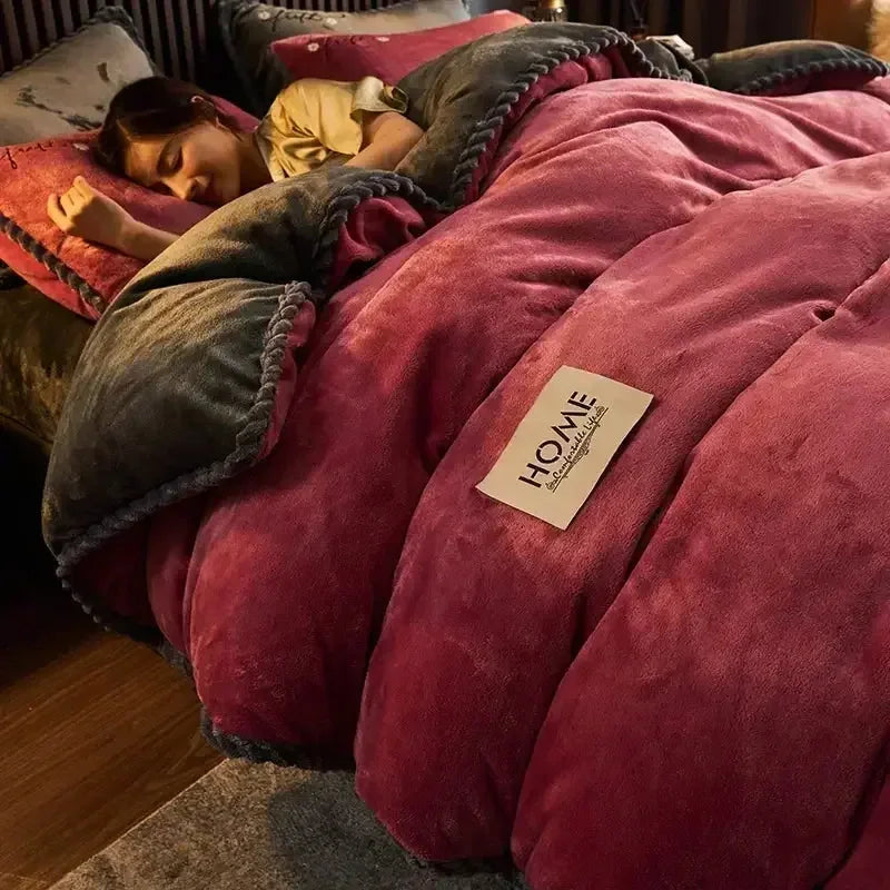 Winter Velvet Duvet Cover Without Pillowcases 1PC Thicken Warm Plush King Quilt Cover Suit Double Queen Bed Comforter Cover - Confia - reusablefoodstoragebags confia