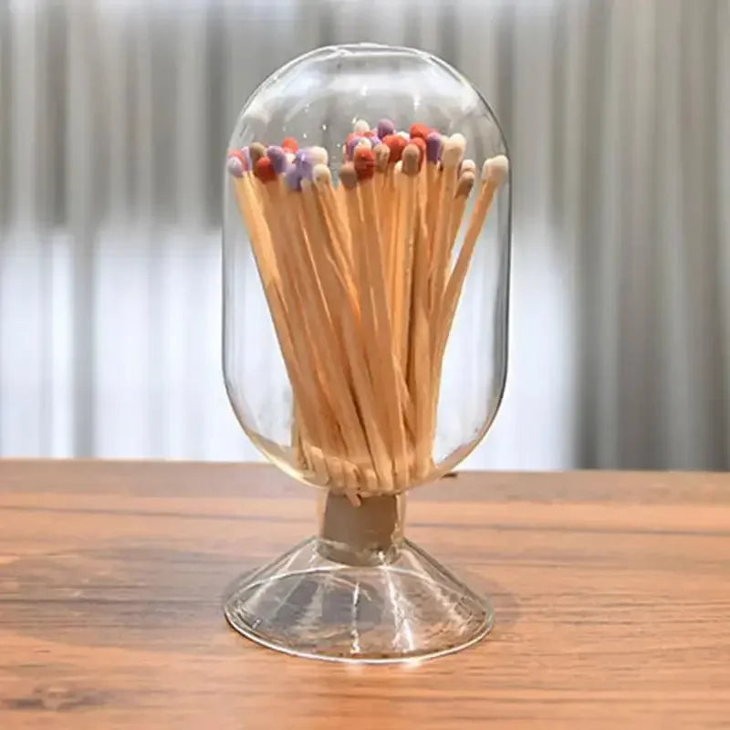 Helix Shaped Match Holder, Glass Matches Cloche for 3.5 Inch, Upside Down Match Holder Jar for Scented Candle on Dining Table Fireplace Bathroom Decoration, Not Include Matches - Confia - reusablefoodstoragebags confia