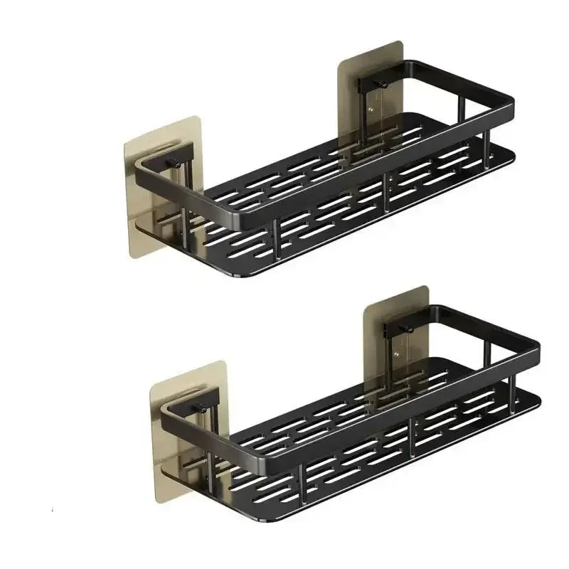 Bathroom Storage Rack, No-Drill Wall Mount Corner Shelf, Multipurpose Self-Adhesive Aluminum Bathroom Wall Mounted Storage Organizer Shelf Holder/Rack/Bathroom Accessories - Confia - reusablefoodstoragebags confia