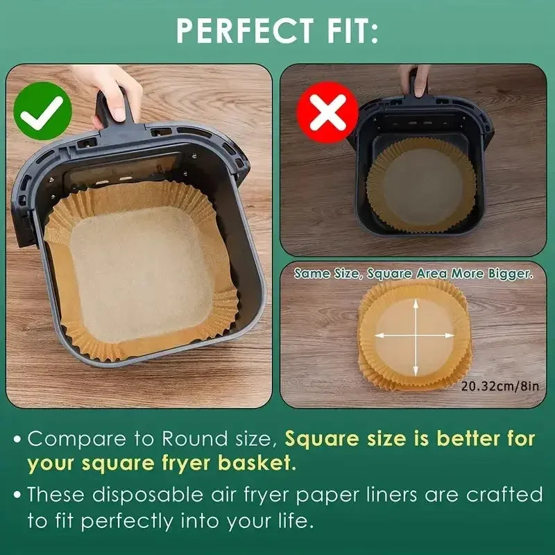 50pcs/125pcs Air Fryer Special Paper Food Silicon Oil Paper Round Bracket High Temperature Absorbent Paper Baking Accessories - Confia
