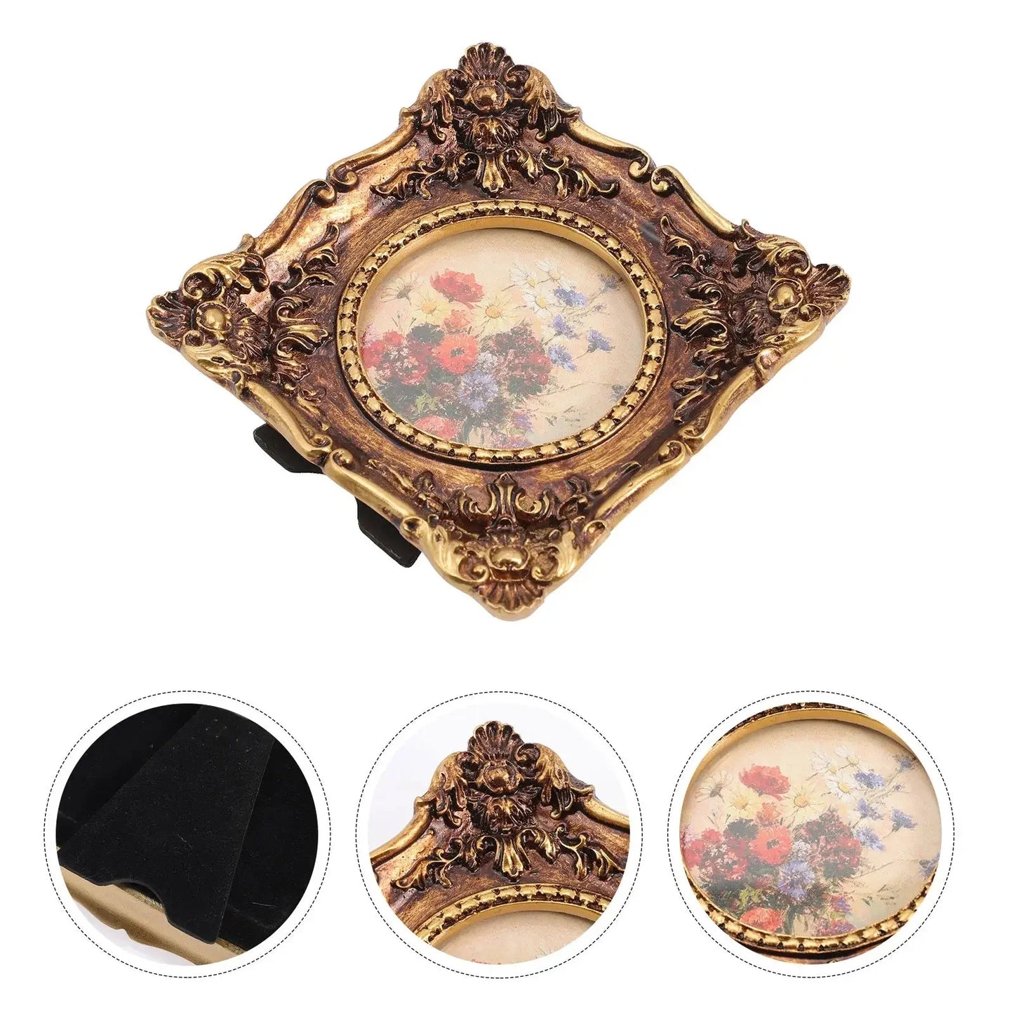 Desktop Photo Holder Wall Picture Frames Retro Style Picture Frames Vintage Style Oil Painting Frame Wall Hanging Photo Holder - Confia