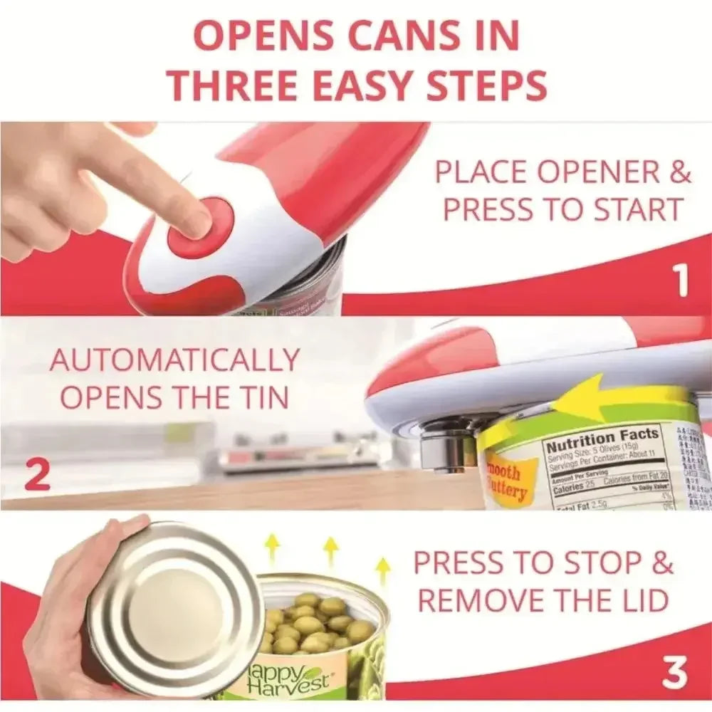 Electric Can Opener for Kitchen Usage, Automatic One Touch Can Openers for Most of Standard-Size Pop-Top Cans, Smooth Edge Can Opener Electric for Seniors - Confia