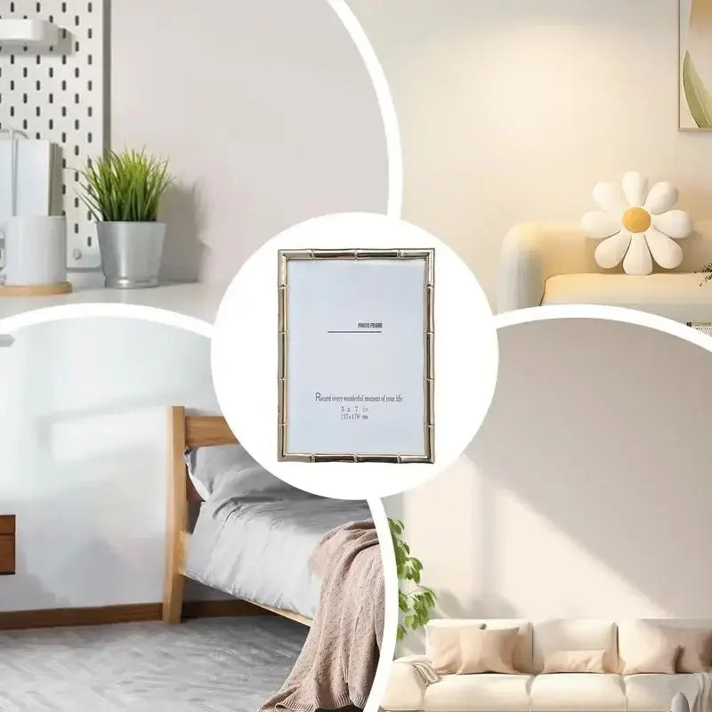 Golden Metal Photo Frame Stand Photo Frame Desktop Pendulum Decorative Frame Wall Decoration room photo decoration frame - Confia