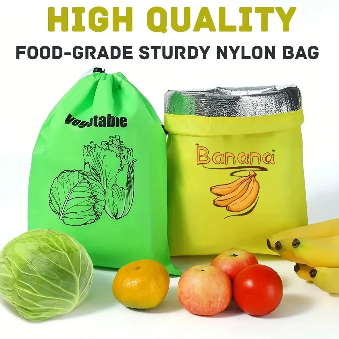 2/3 reusable fabric food storage bags - leak proof, breathable, drawstring design, can keep vegetables fresh for two weeks Confia