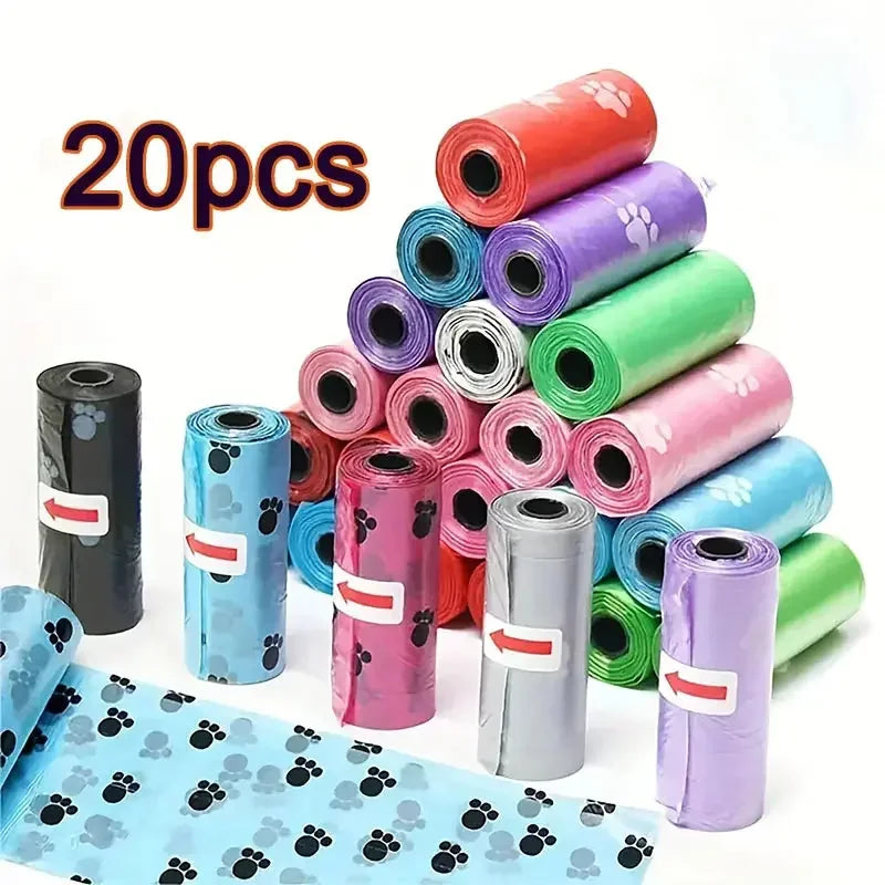 20 Rolls Dog Poop Bag Outdoor Cleaning Poop Bag Puppy Walking and Travel, Leak Proof and Tear Resistant, Thick Plastic - Multi Colors - Confia - reusablefoodstoragebags confia