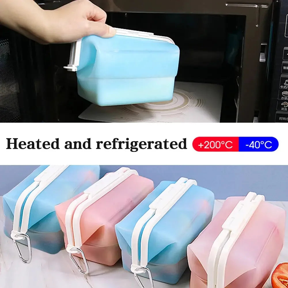 Premium Silicone Reusable Food Storage Bags Food Grade Multi-use Fruit Sealed Lunch Bag Travel Containers Microwave Oven Safe Confia