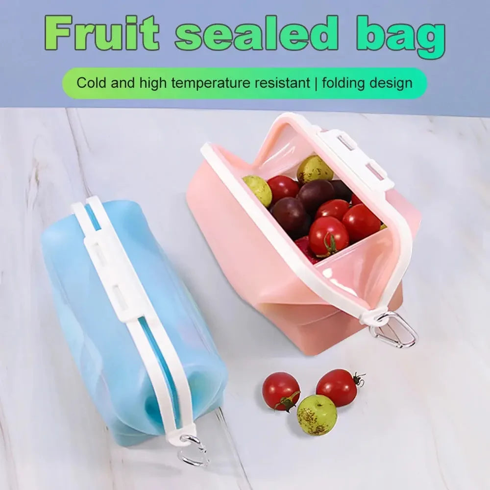 Premium Silicone Reusable Food Storage Bags Food Grade Multi-use Fruit Sealed Lunch Bag Travel Containers Microwave Oven Safe Confia