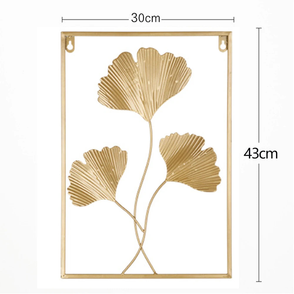 Metal Leaf Iron Wall Hanging Decor Palm Maple Leaves Plant Ginkgo Nordic Wall Pendant Mural Living Room Bedroom Home Decoration
