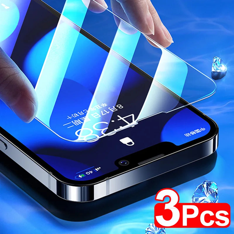 3Pcs Glass For iPhone Screen Protector Glass, Protective Phone Film For iPhone 16 Pro Max 15 Plus`