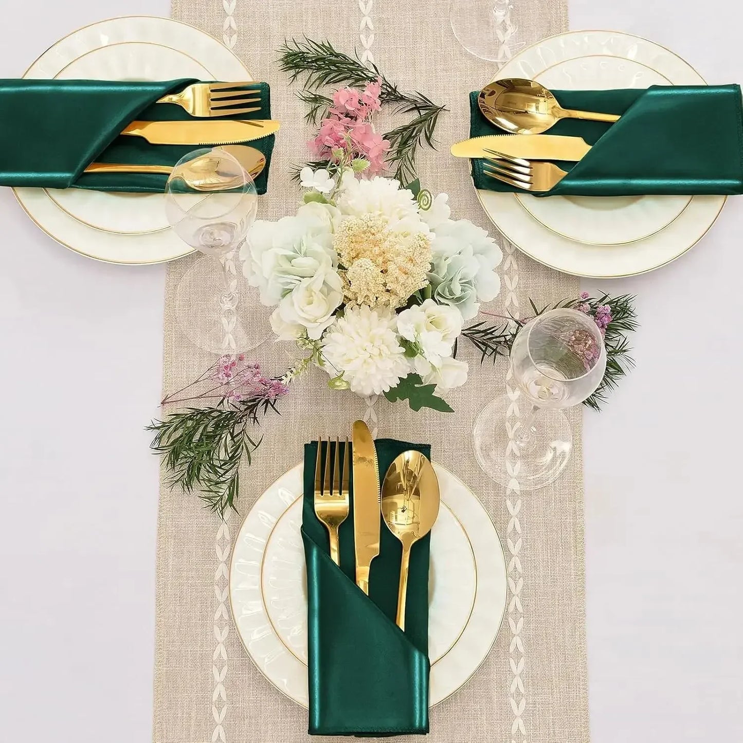 12Pcs 30*30cm Square Satin Table Napkin | Hotel Serving Table Napkins | Washable Handkerchief | Wedding Birthday Banquet Decoration - Confia - reusablefoodstoragebags confia