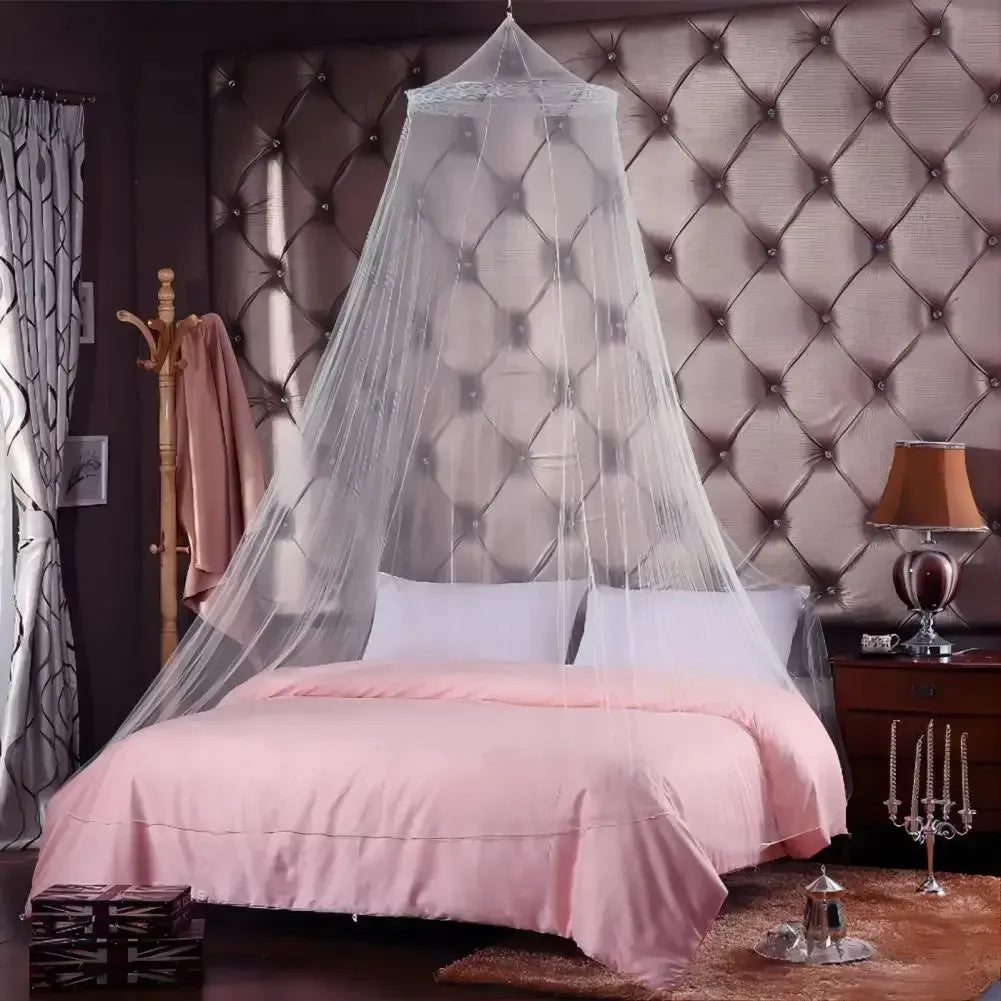 Polyester Round Mosquito Net Canopy Circular Curtain White Insect Fly Protection for Bed Insect Repellent Protection for Home Bedroom - Confia - reusablefoodstoragebags confia