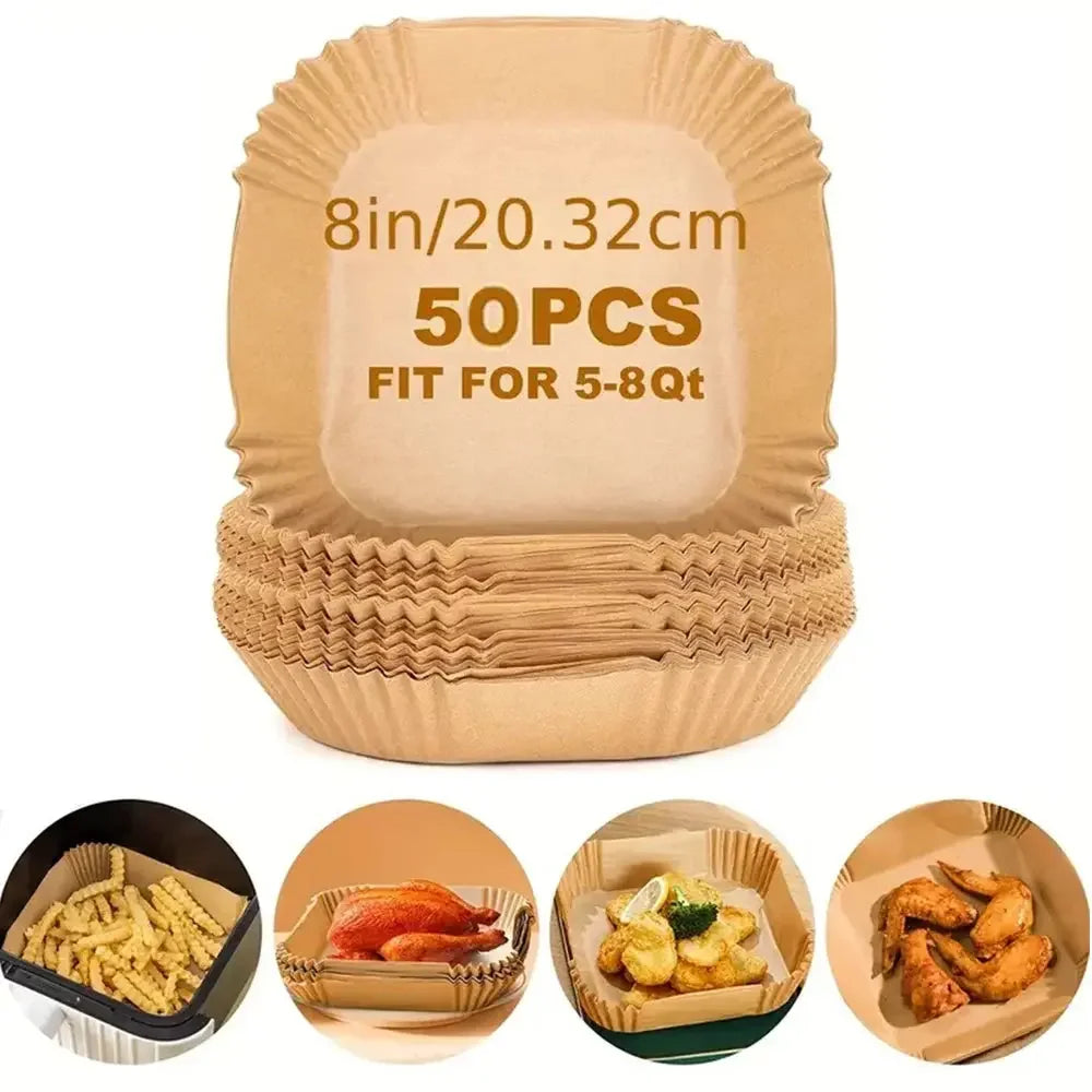 50pcs/125pcs Air Fryer Special Paper Food Silicon Oil Paper Round Bracket High Temperature Absorbent Paper Baking Accessories - Confia