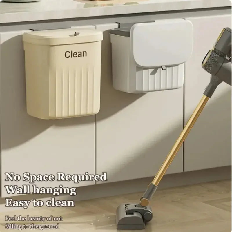 Hanging Trash Can with Lid Wall Mounted Hanging Garbage Can for Cabinet Under Sink Waste Garbage Compost Bin 8.5/12L - Confia - reusablefoodstoragebags confia