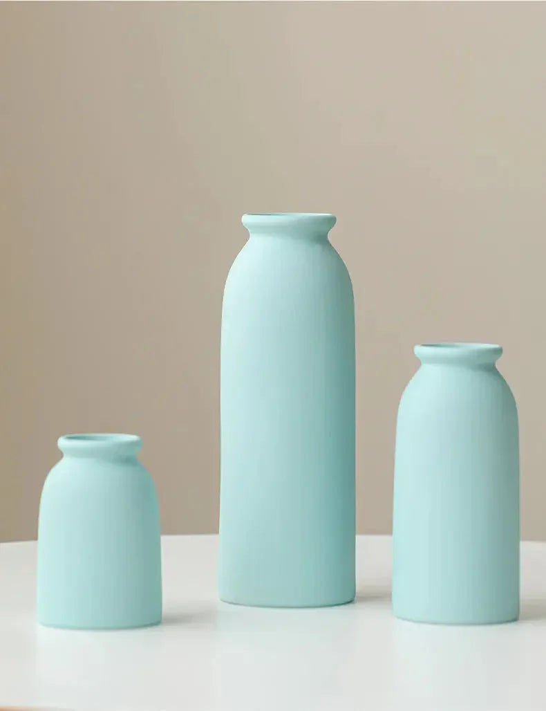 Ceramic Vase,Small Vases for Decor, Set 3 Modern Boho Vases for Flower Pampas, Fit for Living Room Desk Shelf Decor - Confia
