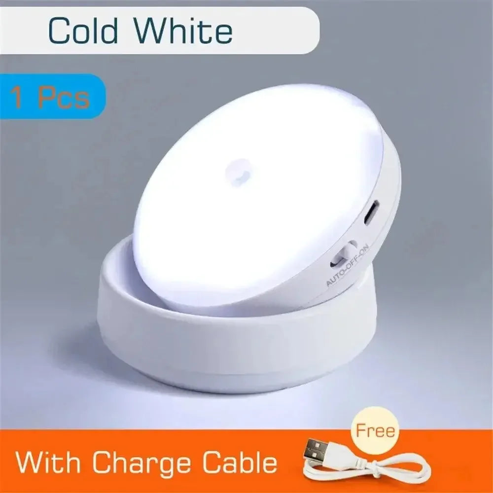 Motion Sensor Night Light for Home with USB Charging Battery Rechargeable Wireless Magnetic Self Adhesive LED Lamp for Wardrobe, Cabinet, Cupboard, Kitchen, Bedroom, Stairs - Confia