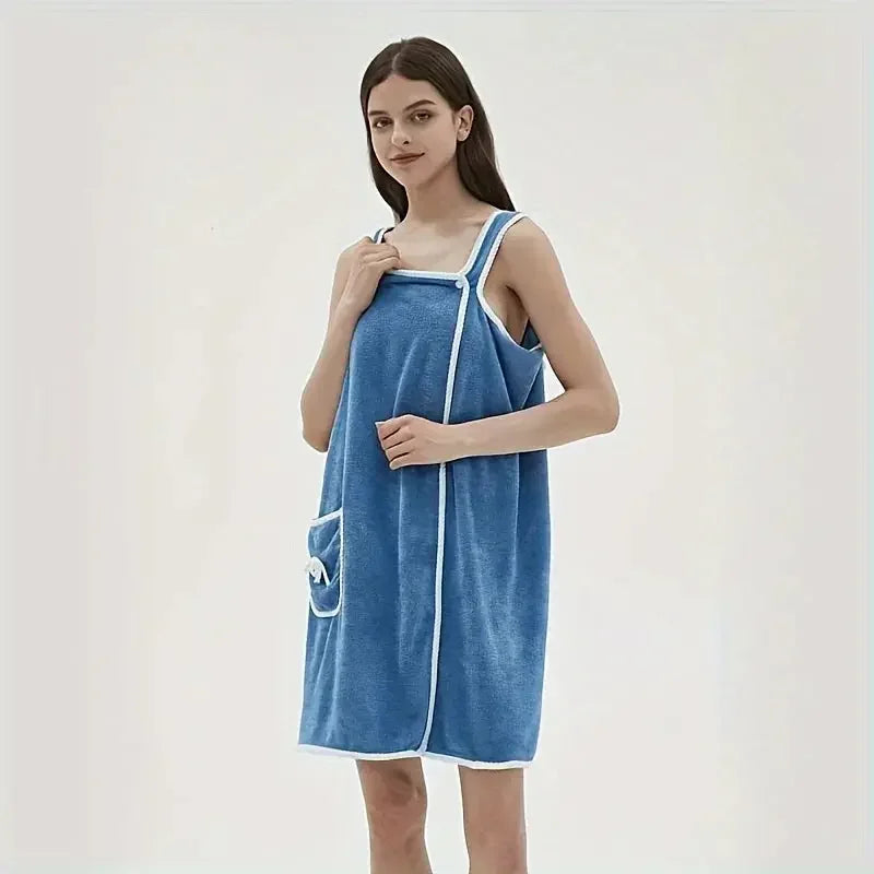 Microfiber Bathing Wearable Magic Towel Bath Towel Beach and Spa Bathrobe Bathroom Towel Dress with Straps for Girls & Women Absorb Water | Washable Bathrobe - Confia - reusablefoodstoragebags confia
