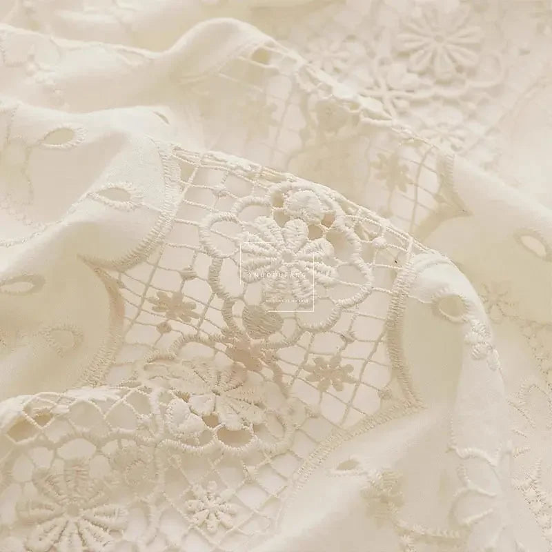 Pure Cotton Hollowed Out Embroidery Fabric Shirt Skirt Clothing Fabric DIY Tablecloth Handmade Fabric Apparel Sewing Fabric - Confia