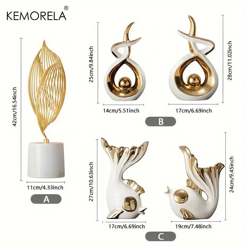 Ceramics Statue Exquisite Home Decor Modern Abstract Art Statue Ornaments Sculpture Decoration for Living Room Table Centerpiece - Confia