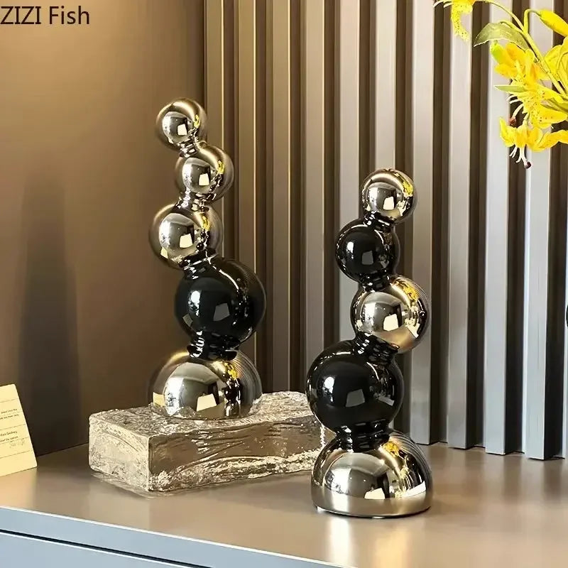 Creative Spherical Geometry Sculpture Ornaments Desk Decoration Modern Crafts Abstract Ceramic Statue Room Aesthetics Decor - Confia