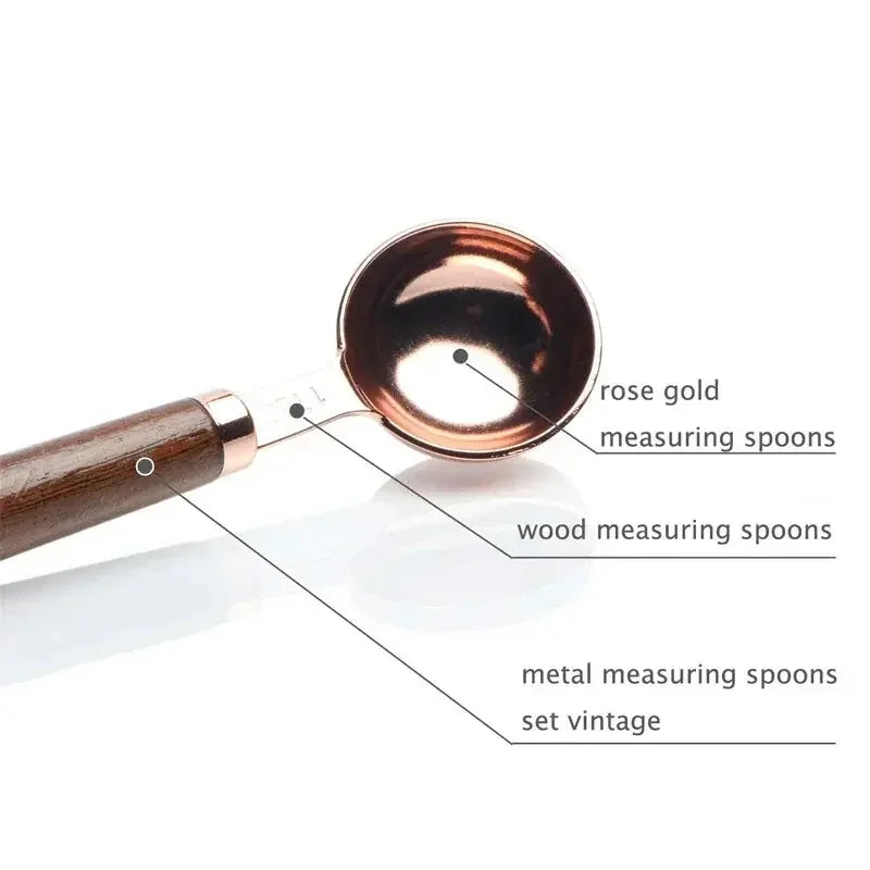 1PCs Measuring Spoons Premium Stainless Steel Measuring Spoons Set With Walnut Wooden Handle For Cooking Baking - Confia