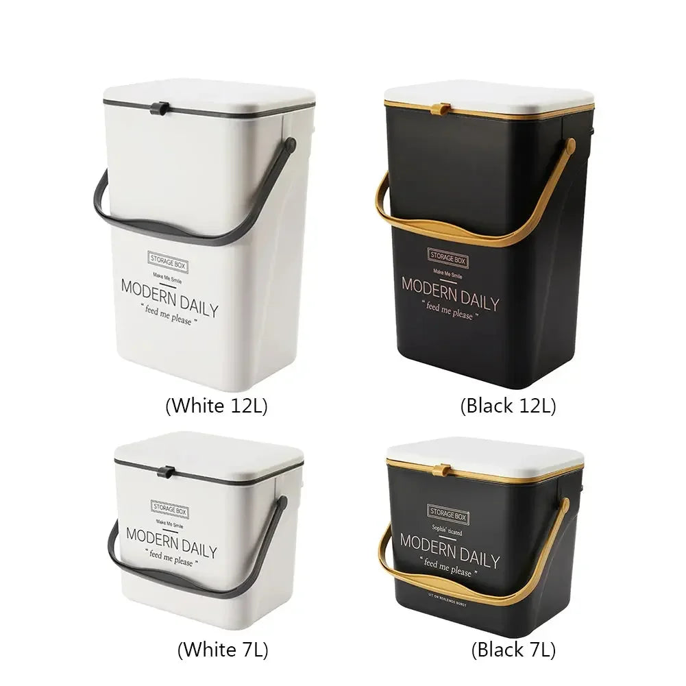 7/12L Compost Bin Wall Mounted Garbage Container with Lid Hanging Garbage Basket Recycling for Kitchen Counter Top Or Under Sink - Confia - reusablefoodstoragebags confia