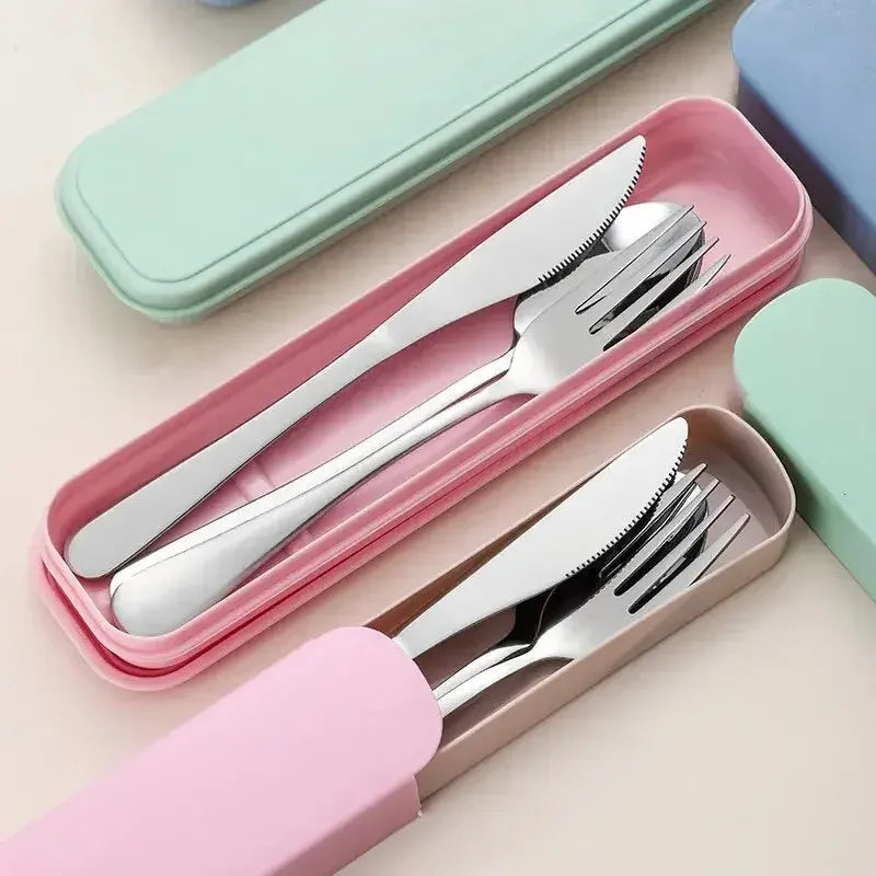 Stainless Steel Silver Cutlery Set For Dinning Table 3 Pieces Premium Silverware Set Flatware Set with Gift Box Dinnerware Tableware Set Portable Travel Cutlery Set Gift - Confia