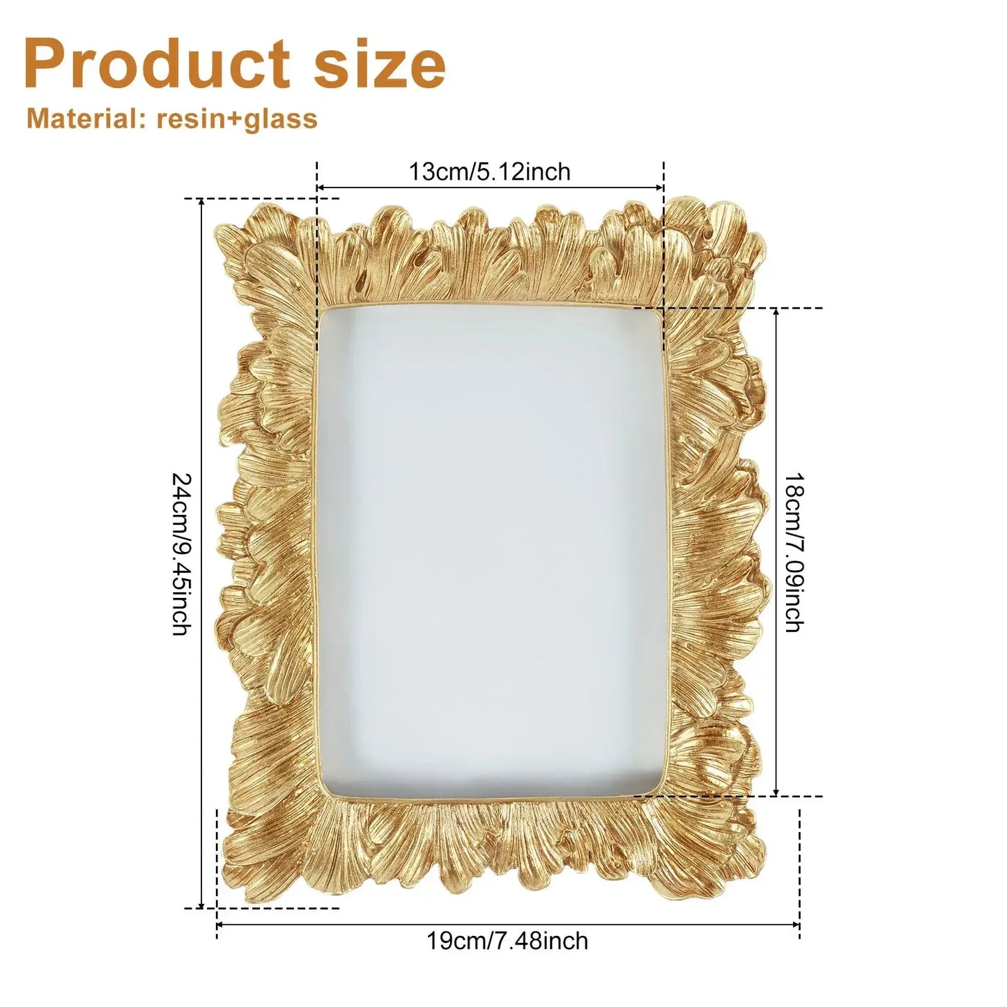 Picture Frame Antique Leaf Embossment Photo Frame with Protection Glass Vintage Decorative Frames Perfect for Home Decor, Unique Gift Idea, Durable, Birthday, Wedding, Return Gift - Confia