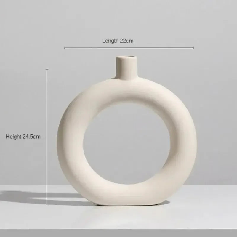 Modern Simple Ceramic Art Vase Dried Flowers Flower Arrangement Ornaments Living Room TV Cabinet Bedroom Desktop Home Decoration - Confia