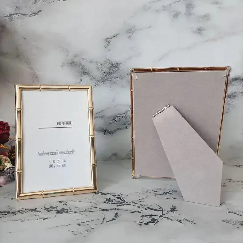 Golden Metal Photo Frame Stand Photo Frame Desktop Pendulum Decorative Frame Wall Decoration room photo decoration frame - Confia