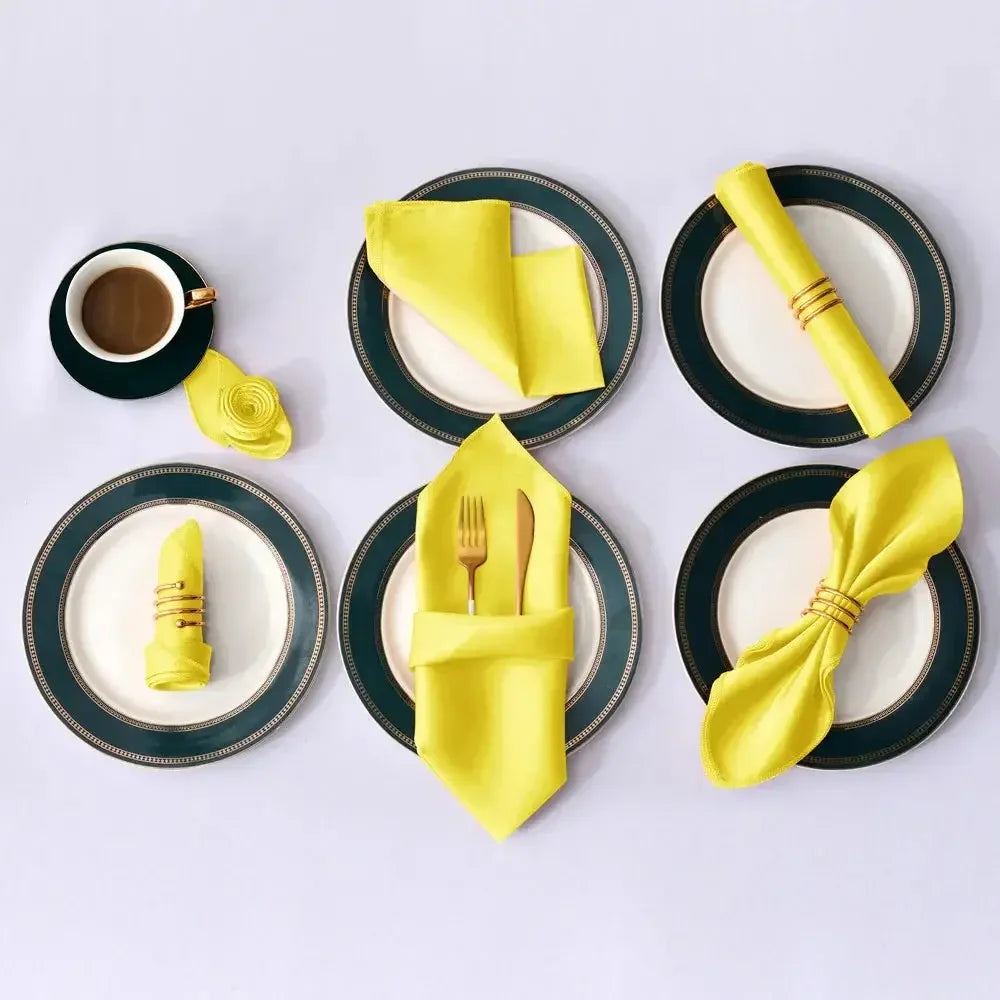 12Pcs 30*30cm Square Satin Table Napkin | Hotel Serving Table Napkins | Washable Handkerchief | Wedding Birthday Banquet Decoration - Confia - reusablefoodstoragebags confia