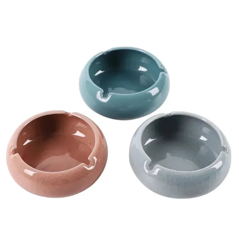 Ceramic Ashtray Handmade Ice Crack Decorative Modern Hotel Ash Tray Living Room Desktop Simple Ashtrays Home Decoration - Confia