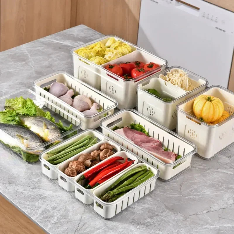 Refrigerator Storage Container with Lid - Multifunctional Serving Veggie Tray - Confia - reusablefoodstoragebags confia