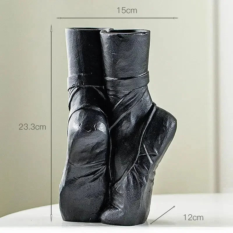 Ceramic Nordic Art Vase, Ballet Shoes Dancer Sculpture, Flower Vase, Room Flower Arrangement Crafts, Home Decoration Accessories - Confia